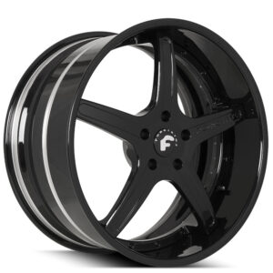 19" Forgiato Wheels Aggio-B Satin Black Face with Gloss Black Lip Forged Rims