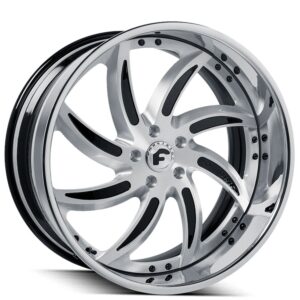 19" Staggered Forgiato Wheels Azioni Brushed Custom 2 Tone Face with Chrome Lip Forged Rims