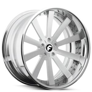 19" Staggered Forgiato Wheels Concavo Brushed Silver with Chrome Lip Forged Rims