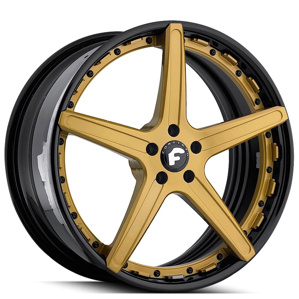 22" Staggered Forgiato Wheels Aggio-ECL Matte Gold Face with Black Lip Forged Rims 22" Staggered Forgiato Wheels Aggio-ECL Matte Gold Face with Black Lip Forged Rims
