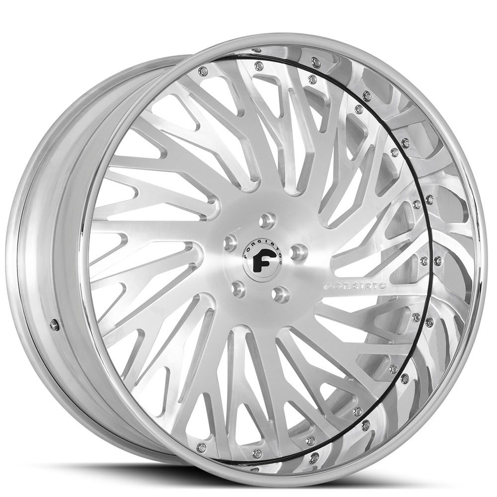 22" Staggered Forgiato Wheels Biaforca Brushed Silver with Chrome Lip Forged Rims 22" Staggered Forgiato Wheels Biaforca Brushed Silver with Chrome Lip Forged Rims