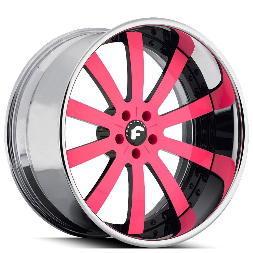 22" Staggered Forgiato Wheels Concavo Hot Pink with Chrome Lip Forged Rims 22" Staggered Forgiato Wheels Concavo Hot Pink with Chrome Lip Forged Rims