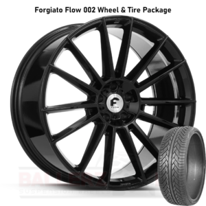 20" forgiato flow 002 gloss black wheel & tire package