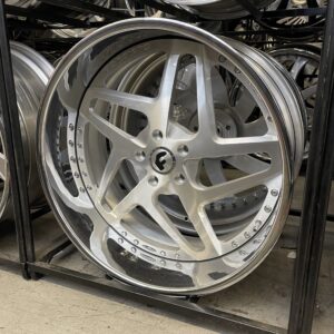 22" forgiato wheels f2.11brushed silver chrome lip g body/old school fitment wheel/tire package