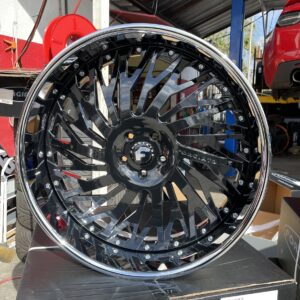 24" forgiato wheels biaforca gloss black chrome lip 4 wheel and tire pkg