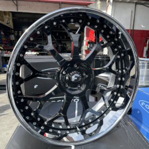 24" forgiato wheels drea gloss black chrome lip 4 wheel and tire pkg