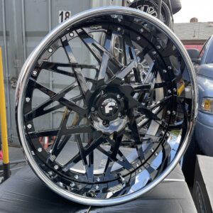 24" forgiato wheels pasticcio gloss black chrome lip 4 wheel and tire pkg