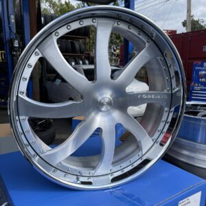 24" forgiato wheels quattressimo brushed silver chrome lip small 3d floater cap 4 wheel and tire pkg