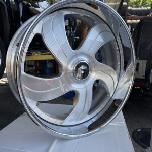 24" forgiato wheels sr03 brushed silver chrome lip xl floater cap 4 wheel and tire pkg